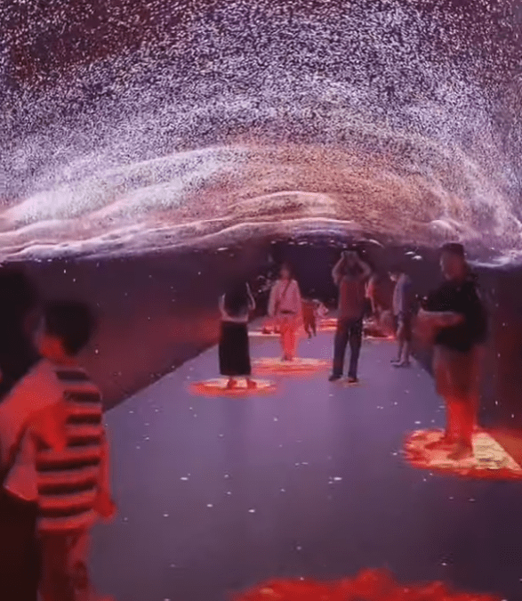 Curved and interactive LED  tunnel