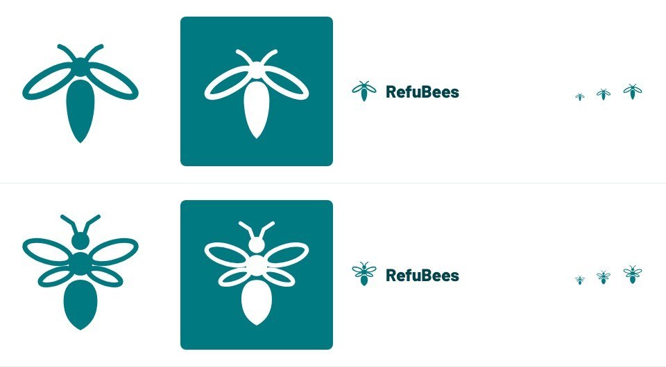 Het logo voor en na