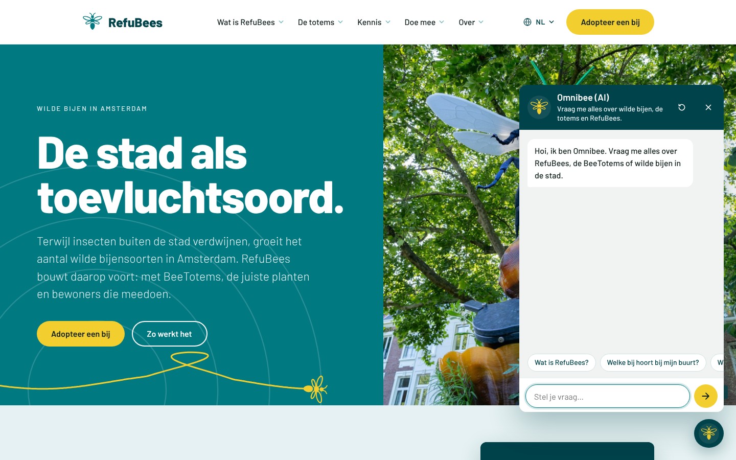 Omnibee geopend op de homepage